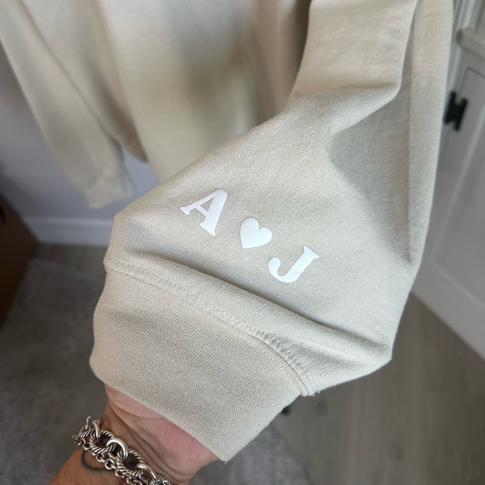 Gildan Cream Crew Neck Sweater with Collegiate Bride Design - Picture 2 of 5